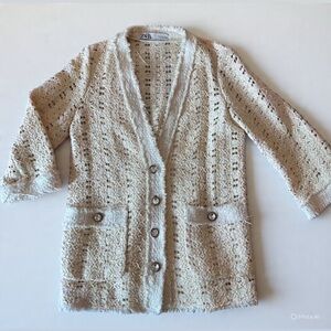 Zara Cream Blazer Elegant Suit Jacket